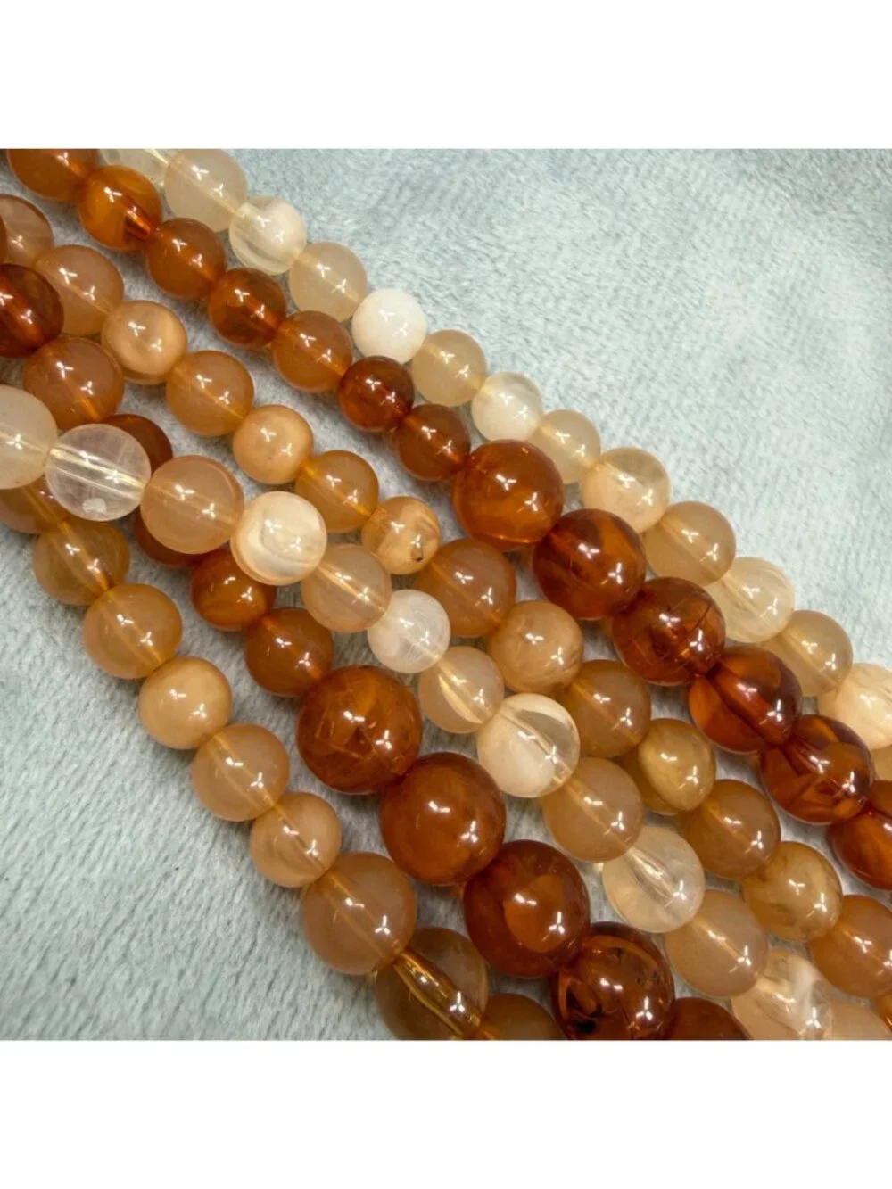 Orange Color Shades Beaded Multi-Layer Necklace Lobster Clasp Closure Vintage